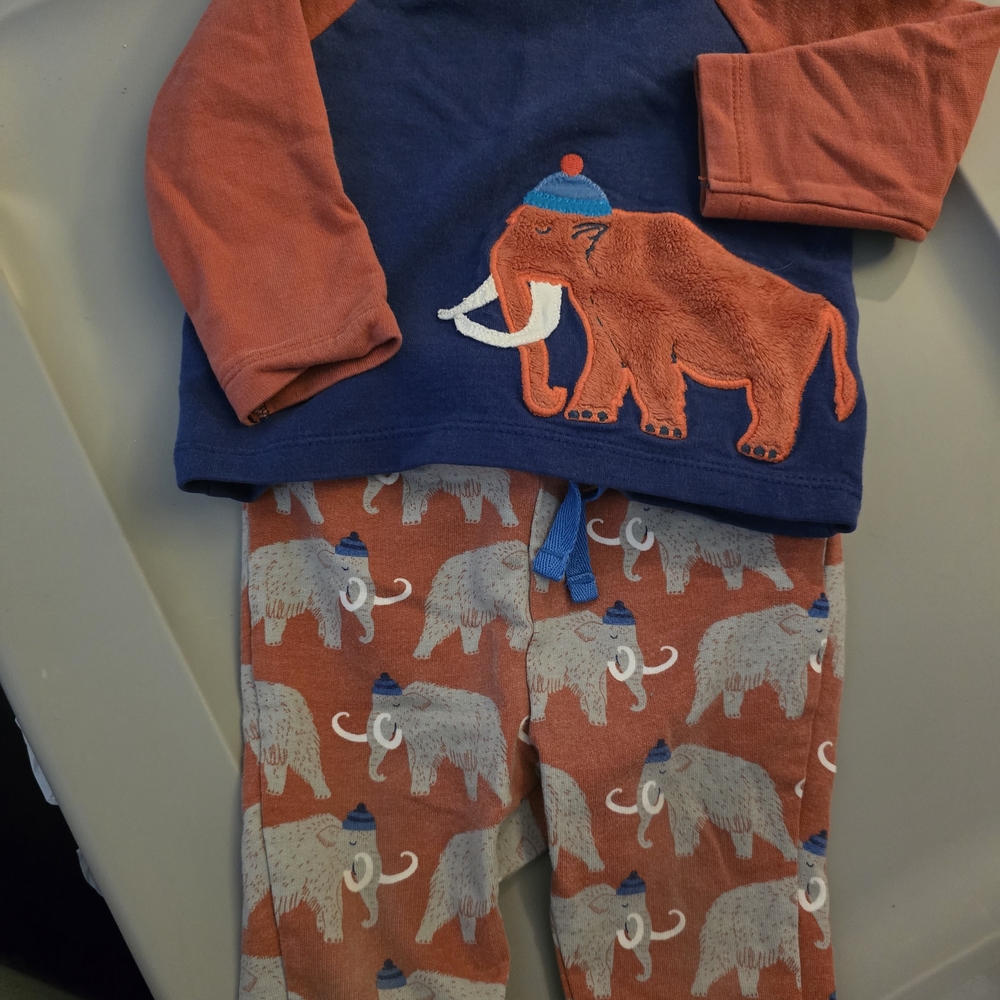 Baby Boden Elephant Pajama Set - Navy and Rust